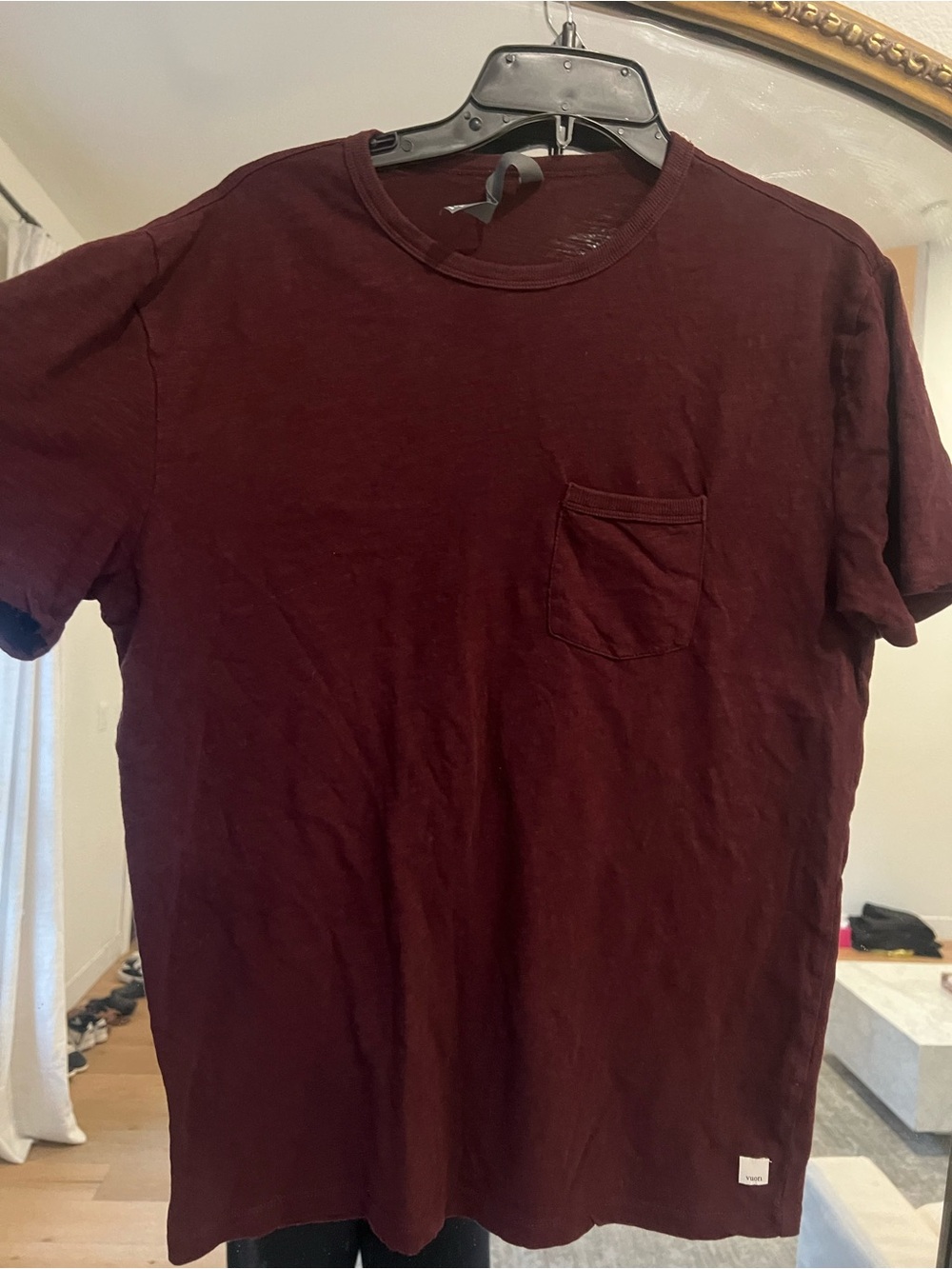 Vuori Maroon Short-Sleeve Pocket Tee size L